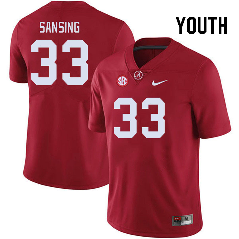Youth #33 Walter Sansing Alabama Crimson Tide College Footabll Jerseys Stitched Sale-Crimson